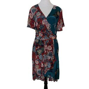 Sundance Paisley Dreams Floral Faux Wrap High-Low Hem Dress Size Petite Small